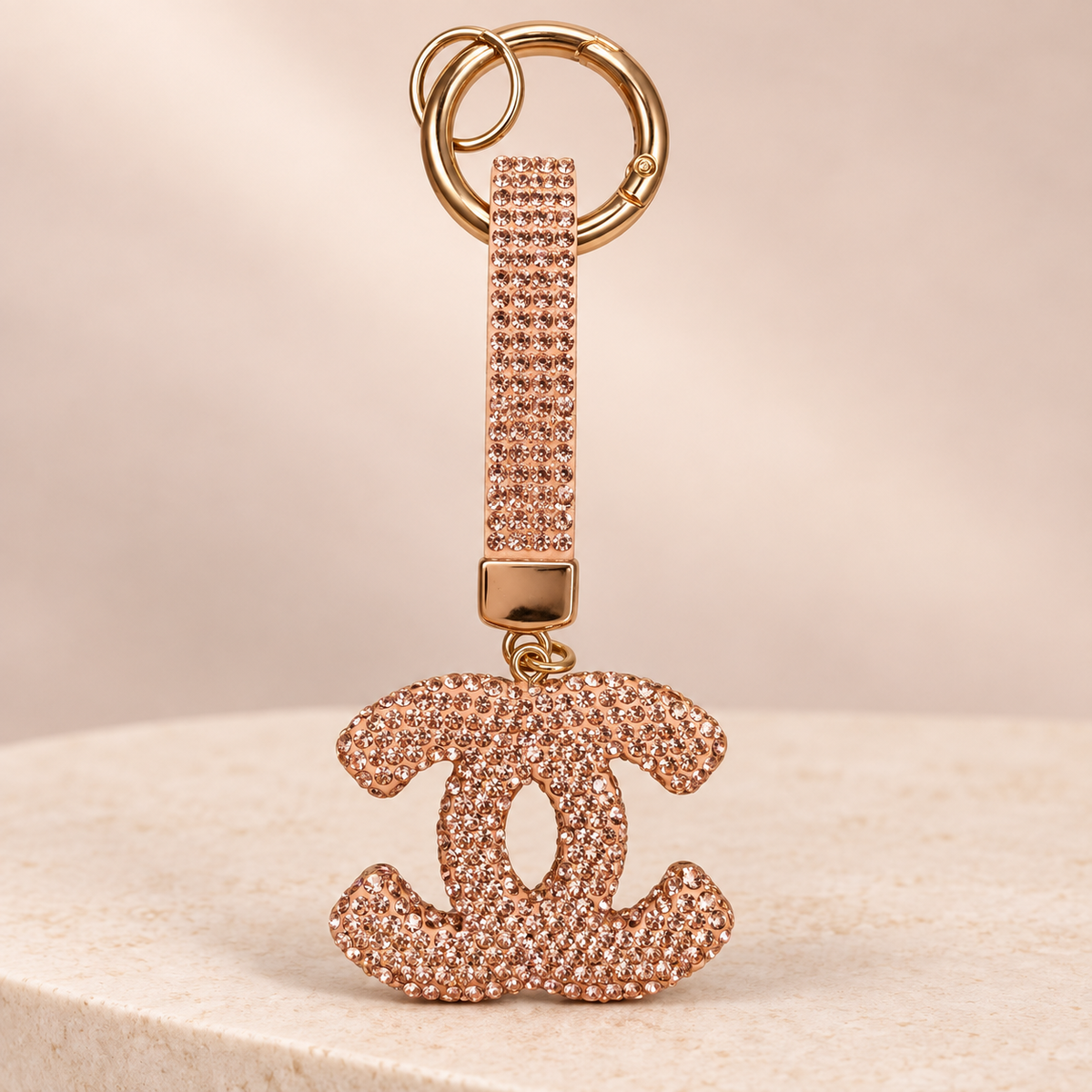 Crystal Double-C Fashion Keychain & Bag Charm – Multiple Colors