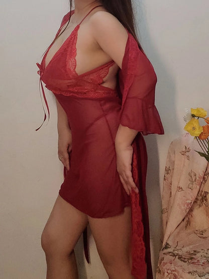 Summer Mesh Lace See-Through Slip Dress