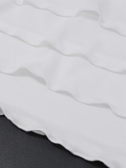 White Ruffle Mini Dress – Sexy Bodycon