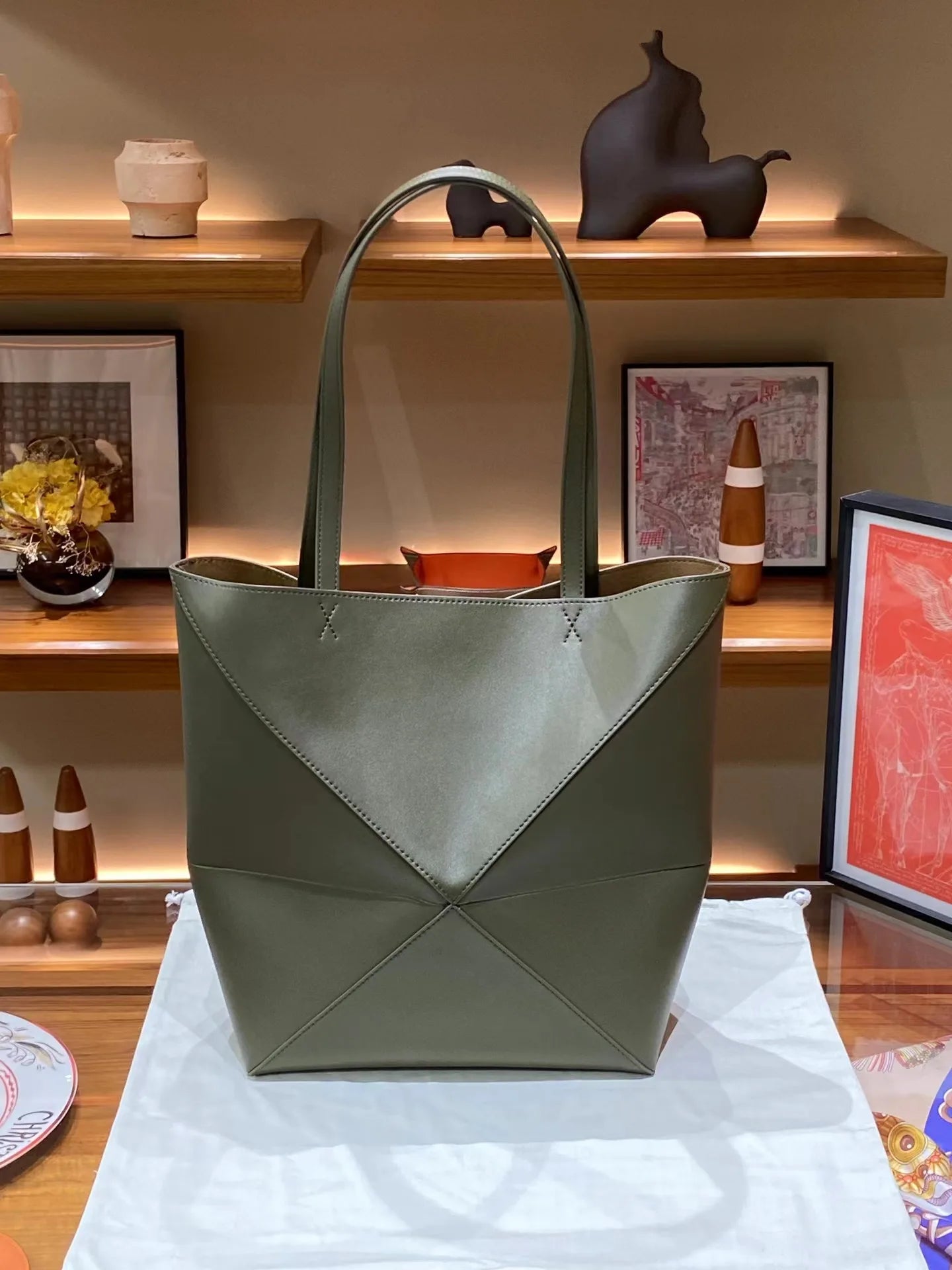 Folding Leather Handbag