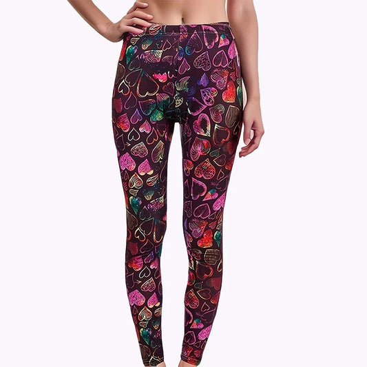 Heart-shaped print leggings