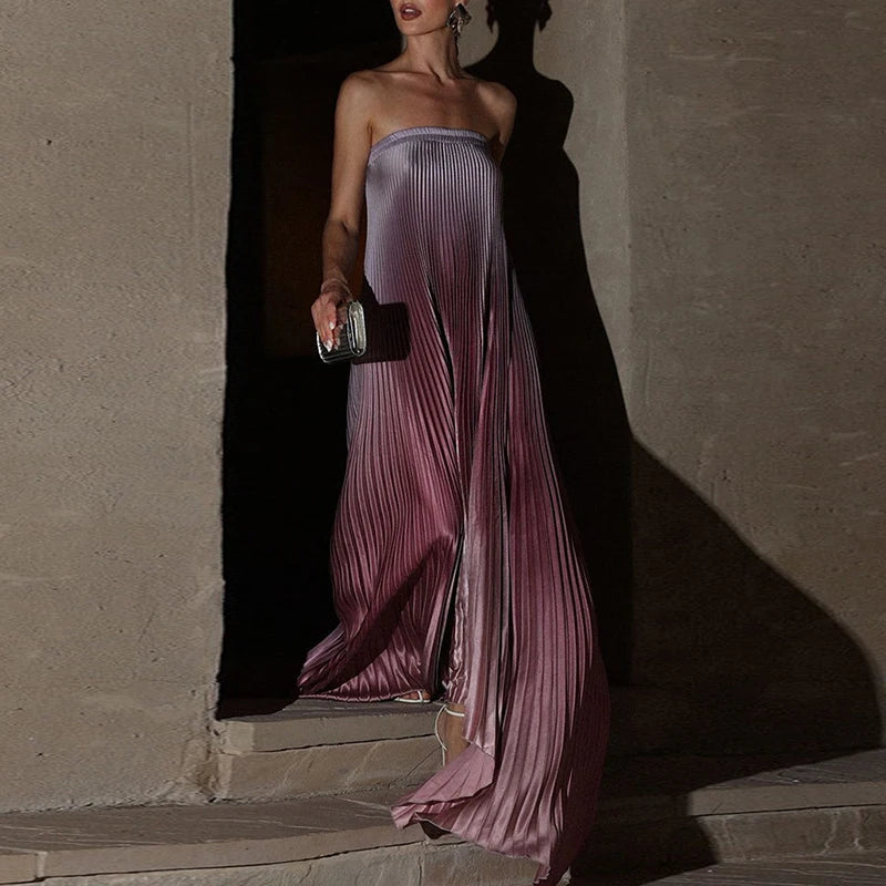 Fanbety Elegant Sleeveless Off-Shoulder Gradient Gown