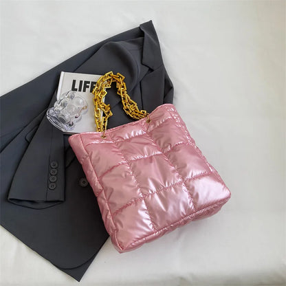 Solid Color Winter Shoulder Bag