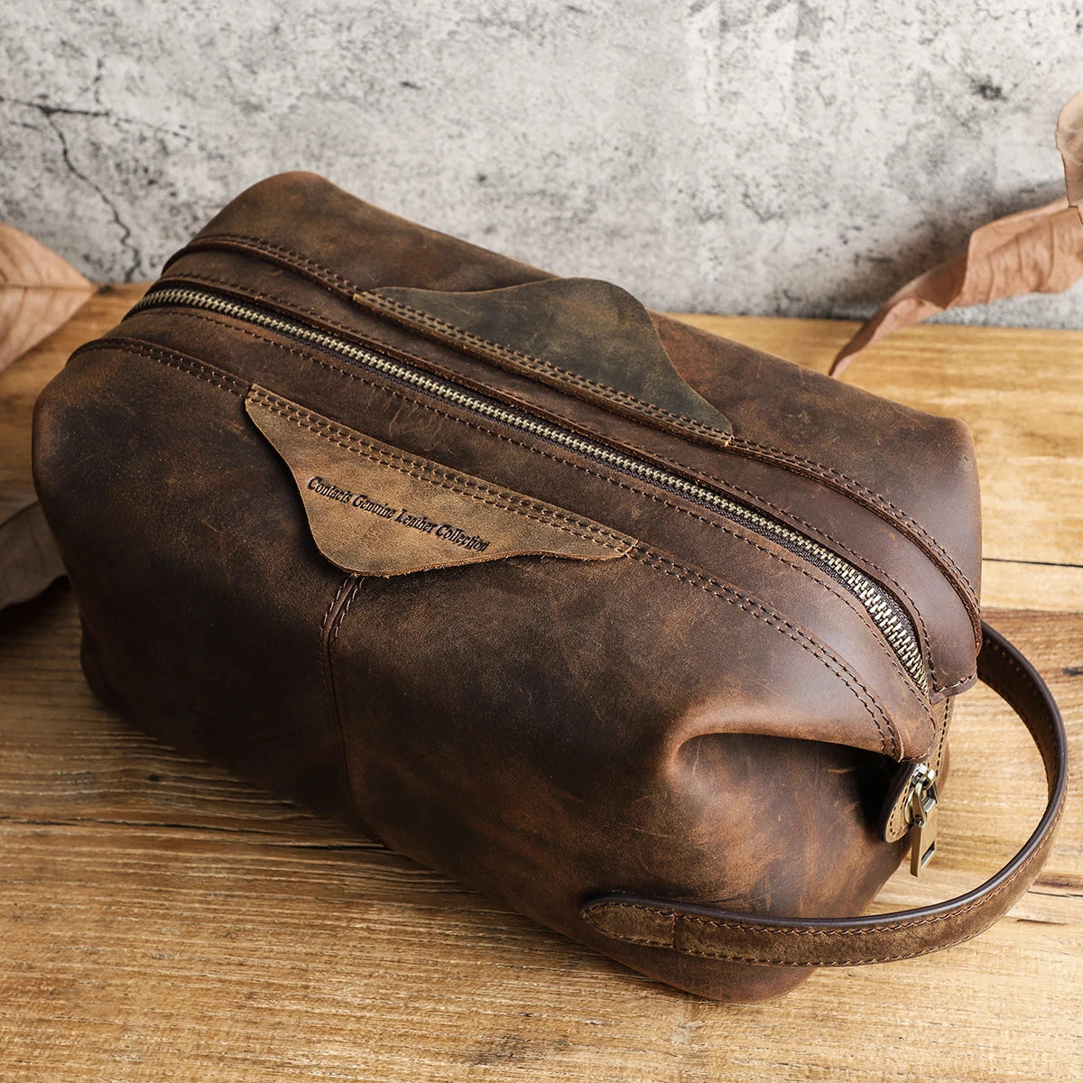 Men’s Leather Travel Toiletry Bag