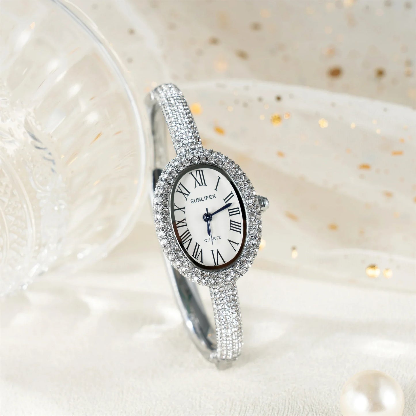 Elegant Rhinestone Oval Women’s Watch