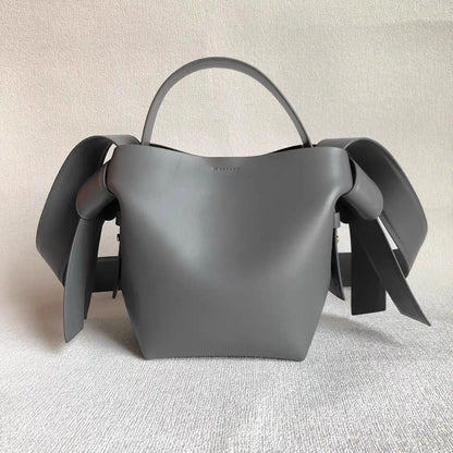 Bow-Accent Leather Tote
