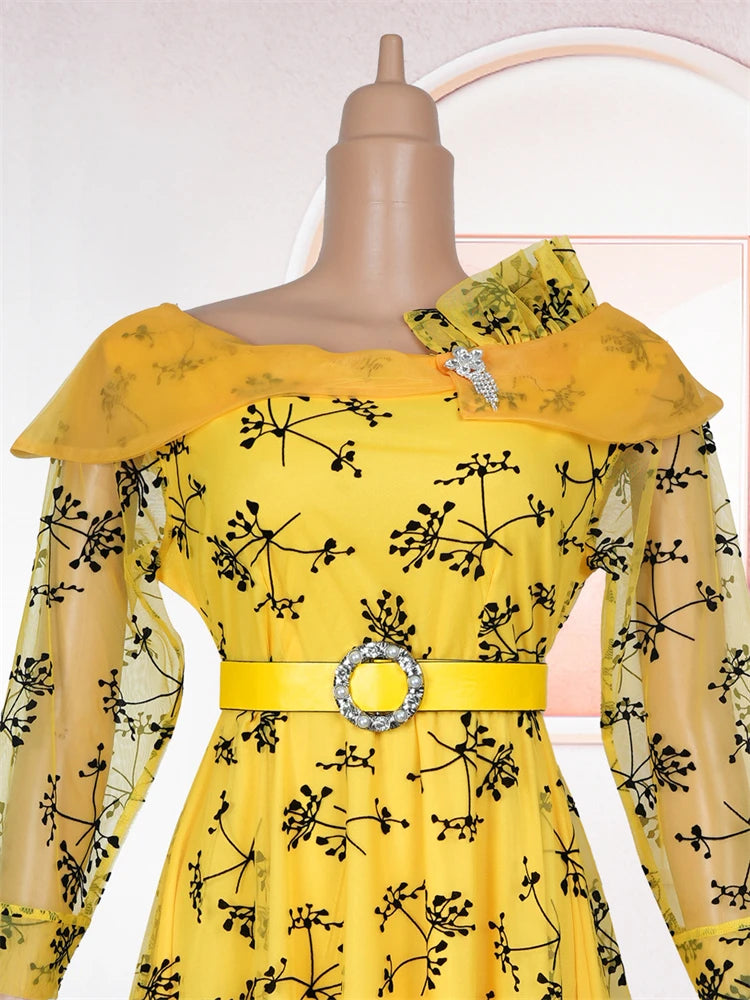 Wedding Print Midi Evening Dress