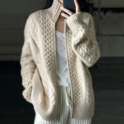 Thick Turtleneck Cashmere Cardigan