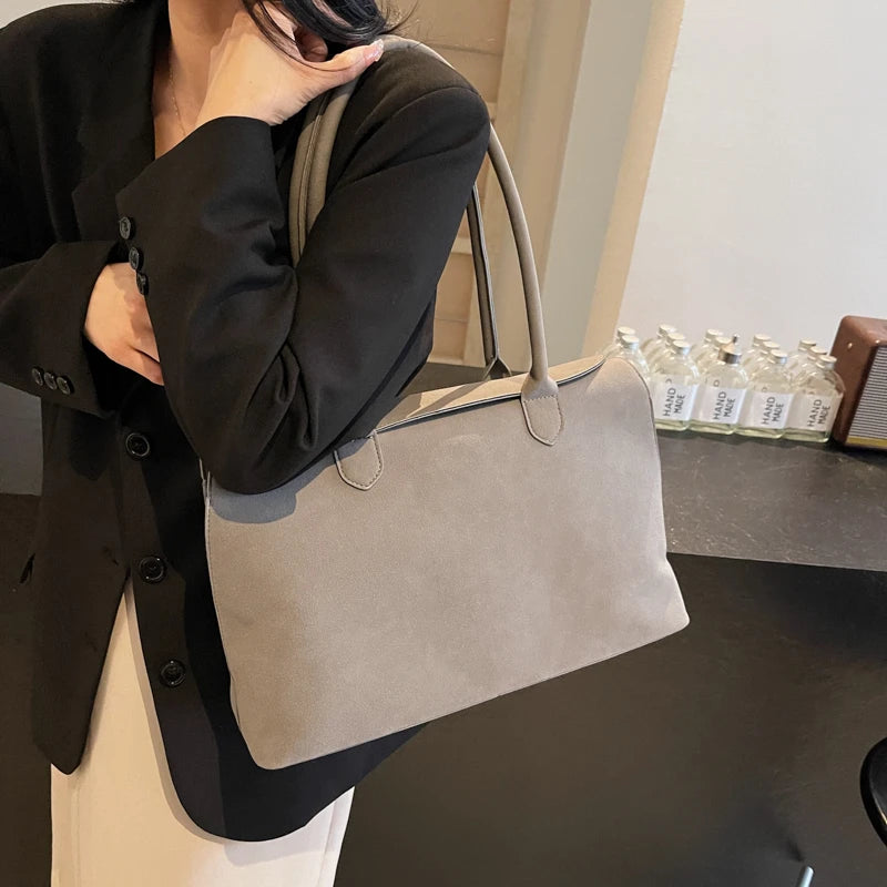Faux Suede Business Shoulder Bag