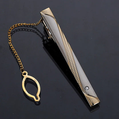 Gold Tie Clip With Chain