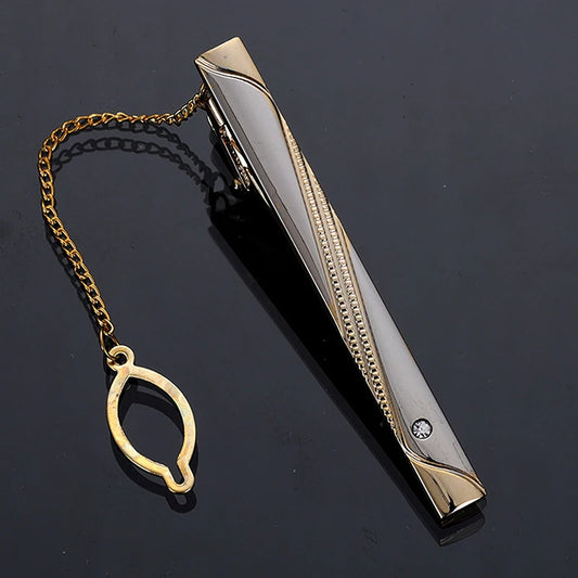 Gold Tie Clip With Chain