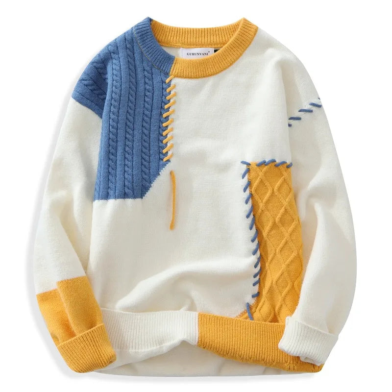 Korean Patchwork Knit Sweater