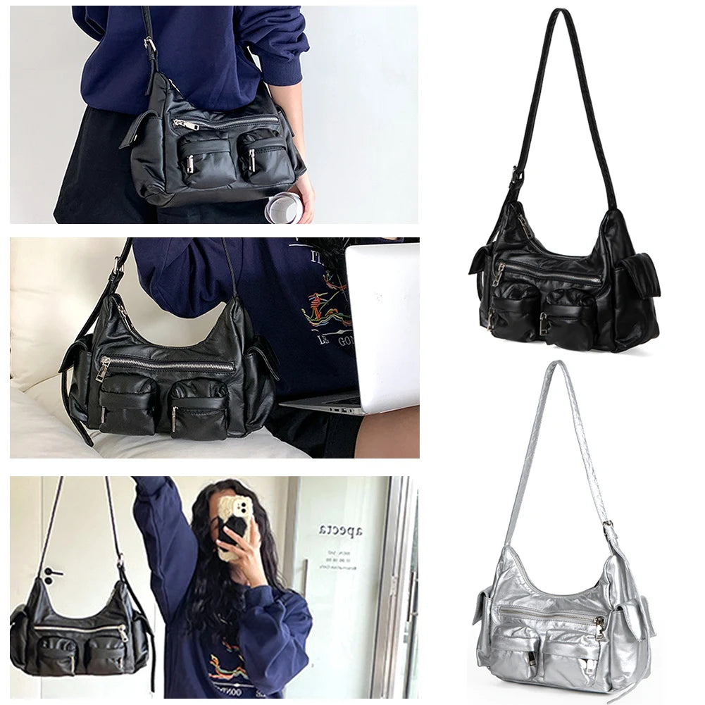 Women PU Leather Multi-Pocket Tote Bag