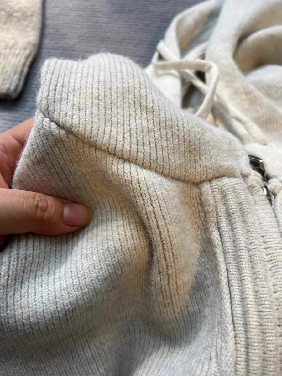 Gray Hooded Sweater Coat