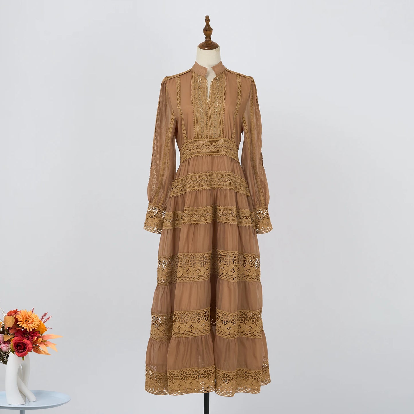 Lace Embroidery Maxi Dress