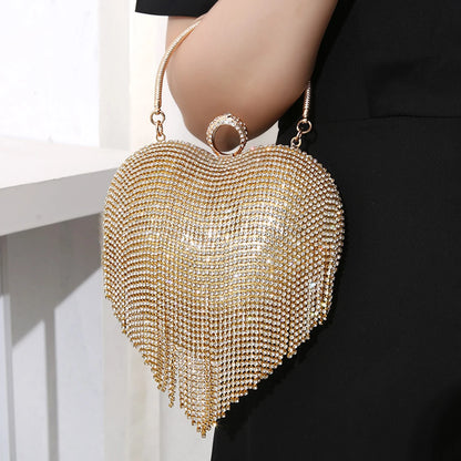 Rhinestone Heart Evening Bag