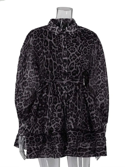 Leopard Print Ruffle Mini Dress