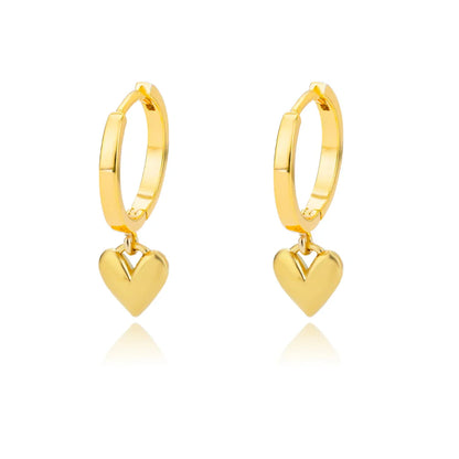 Hollow zircon heart earrings