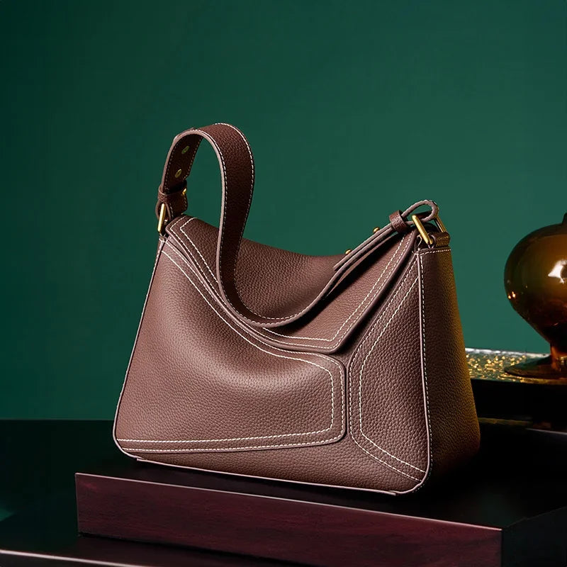 Cowhide Geometric Shoulder Bag