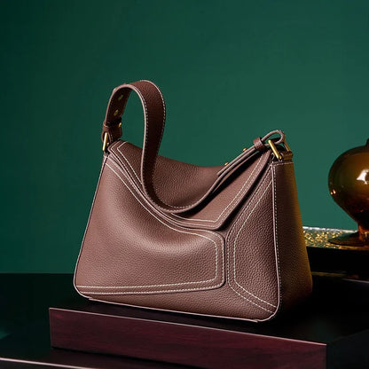 Cowhide Geometric Shoulder Bag