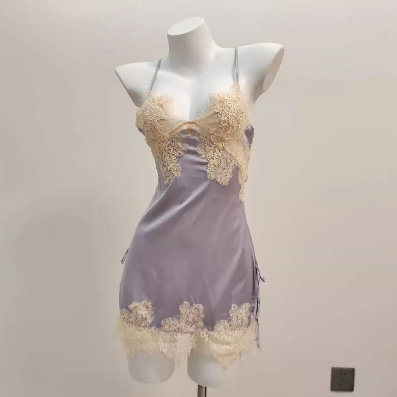 Sexy Ice Silk Lace Pajamas