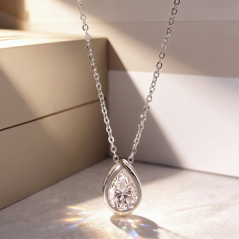 Pear Moissanite Necklace