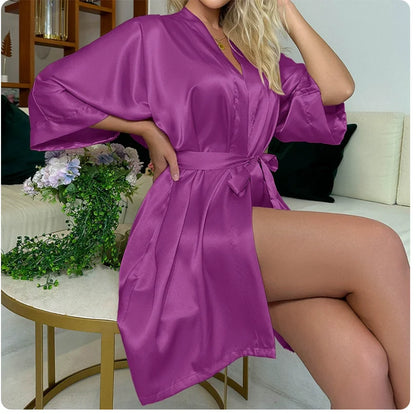 Women Summer Lace-Up Bathrobe