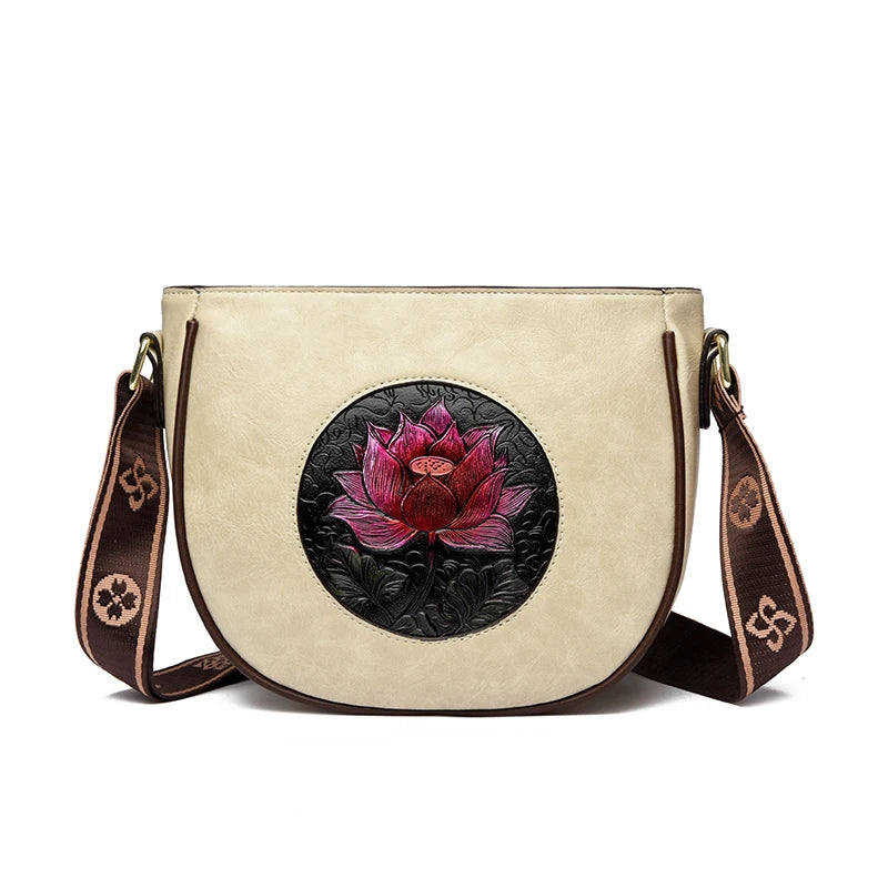 Floral PU Leather Shoulder Bag
