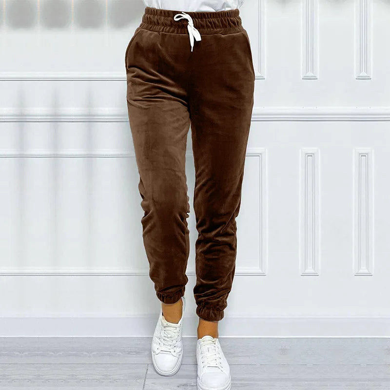 Velvet Drawstring Warm Jogger Pants