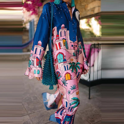 Vintage Pattern Long Dress