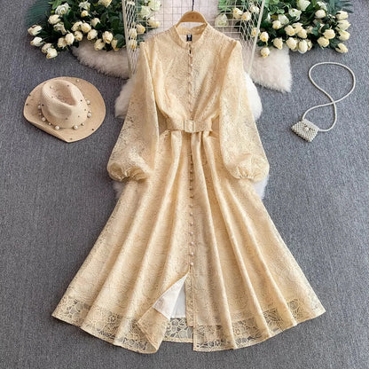 Elegant Embroidery Lace Evening Dress