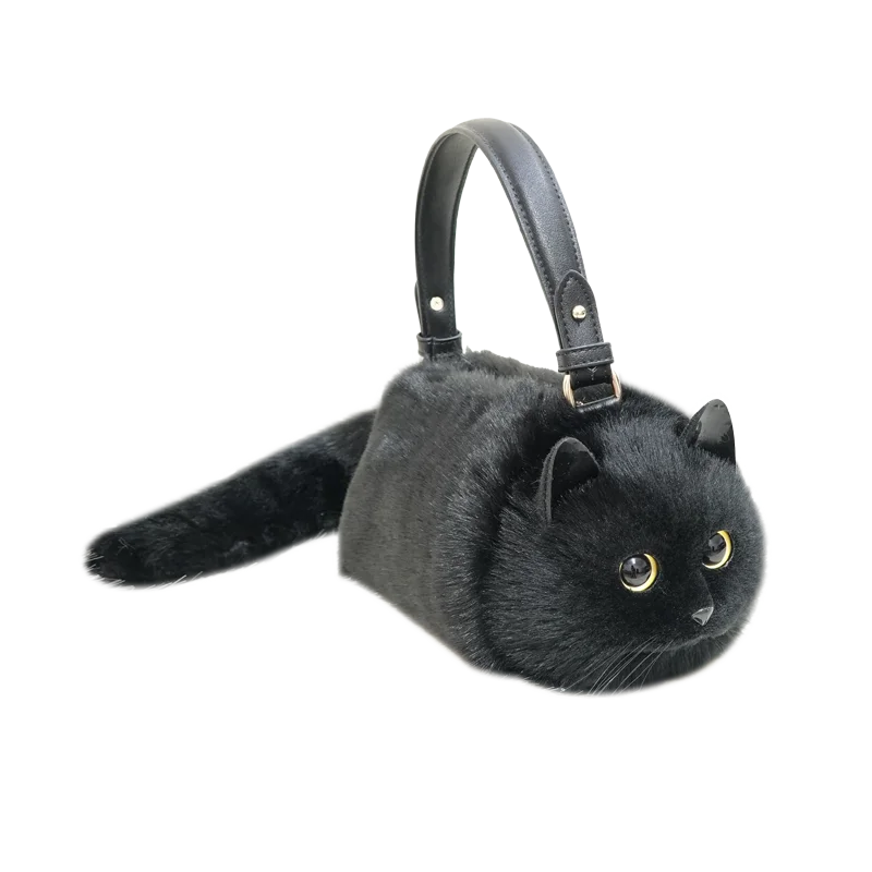 Women Cute Cat Wool Tote Bag