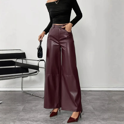 High Waist PU Pants