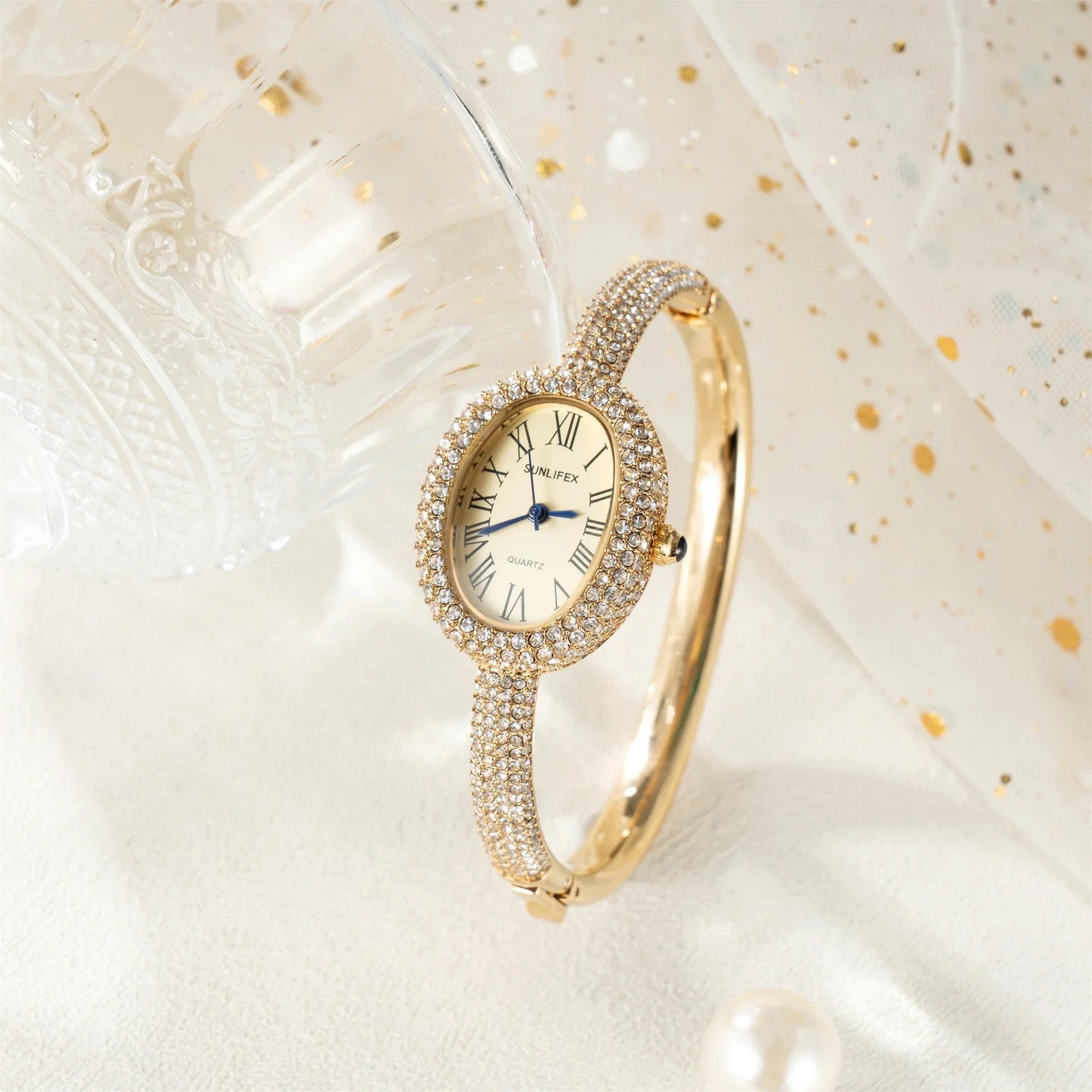 Elegant Rhinestone Oval Women’s Watch