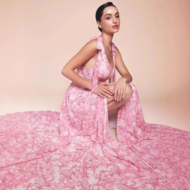 Floral V-Neck Maxi Dress