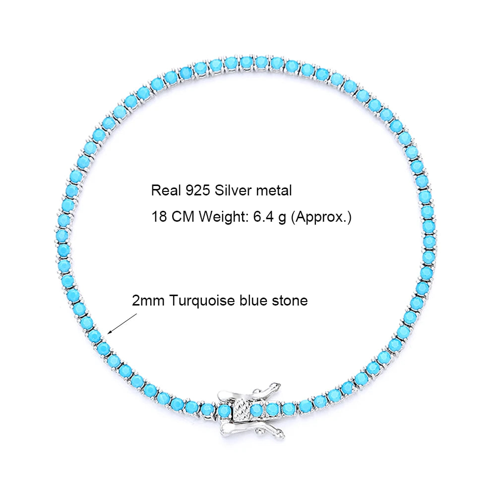 Turquoise Silver Tennis Bracelet