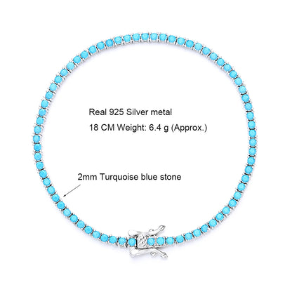 Turquoise Silver Tennis Bracelet