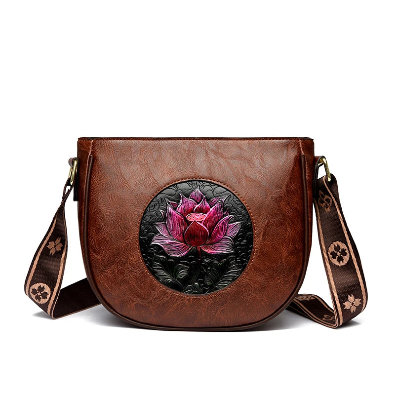 Floral PU Leather Shoulder Bag
