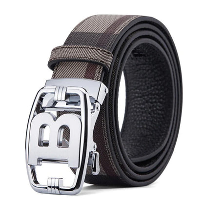 Wide leather canvas belt