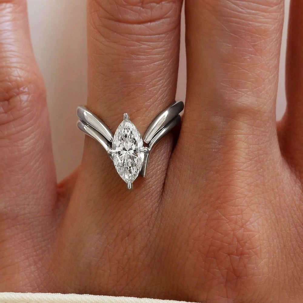 BXINY Marquise Cut Moissanite Ring Set