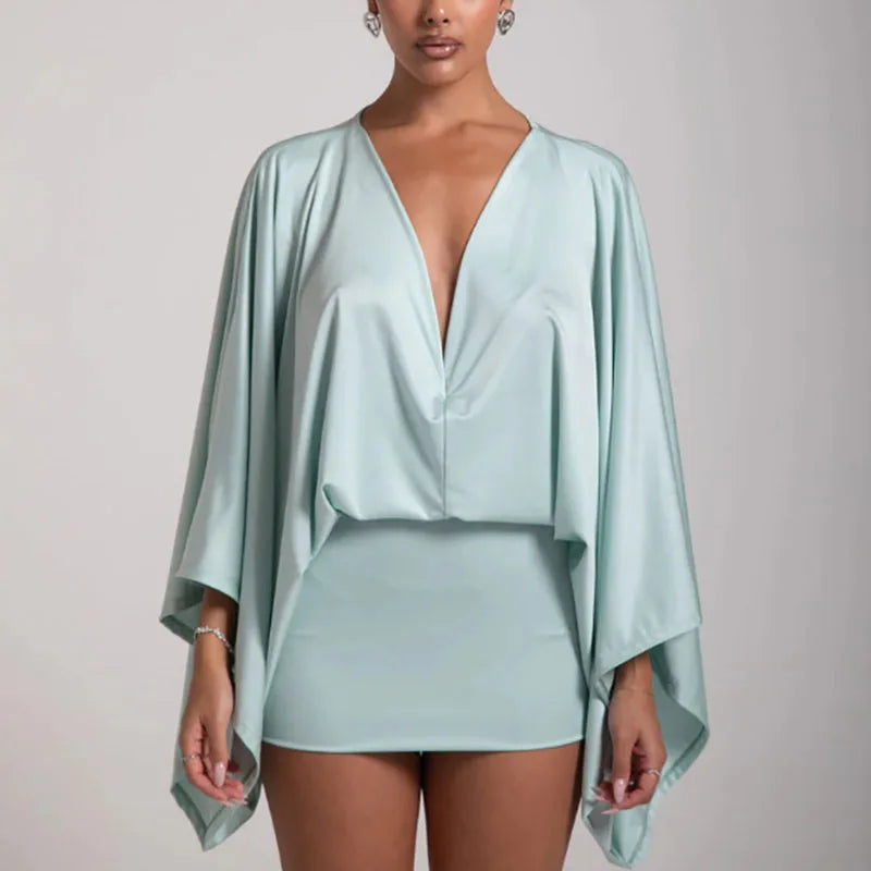 Deep V-Neck Boho Mini Dress