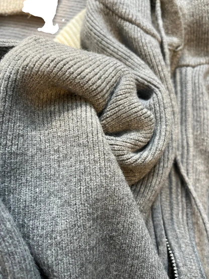 Gray Hooded Sweater Coat