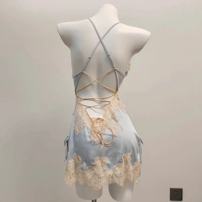 Sexy Ice Silk Lace Pajamas