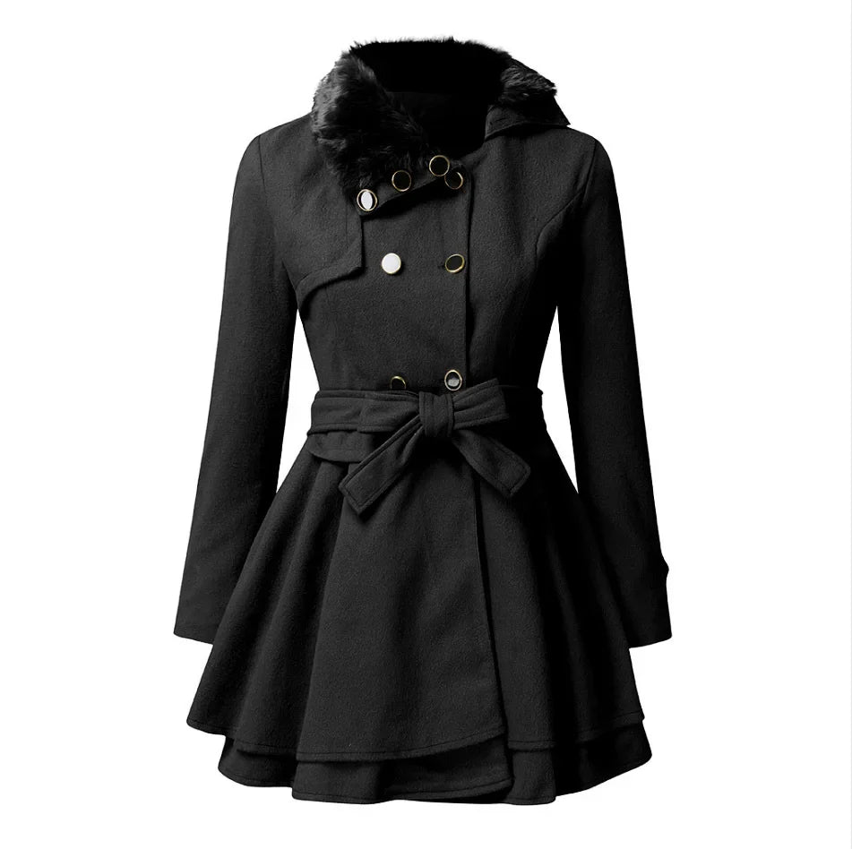 Women Slim Long Tweed Coat