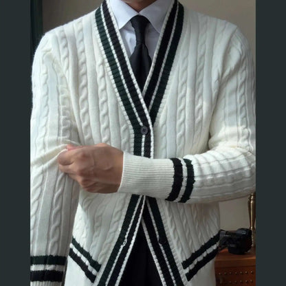 British Striped Knit Cardigan