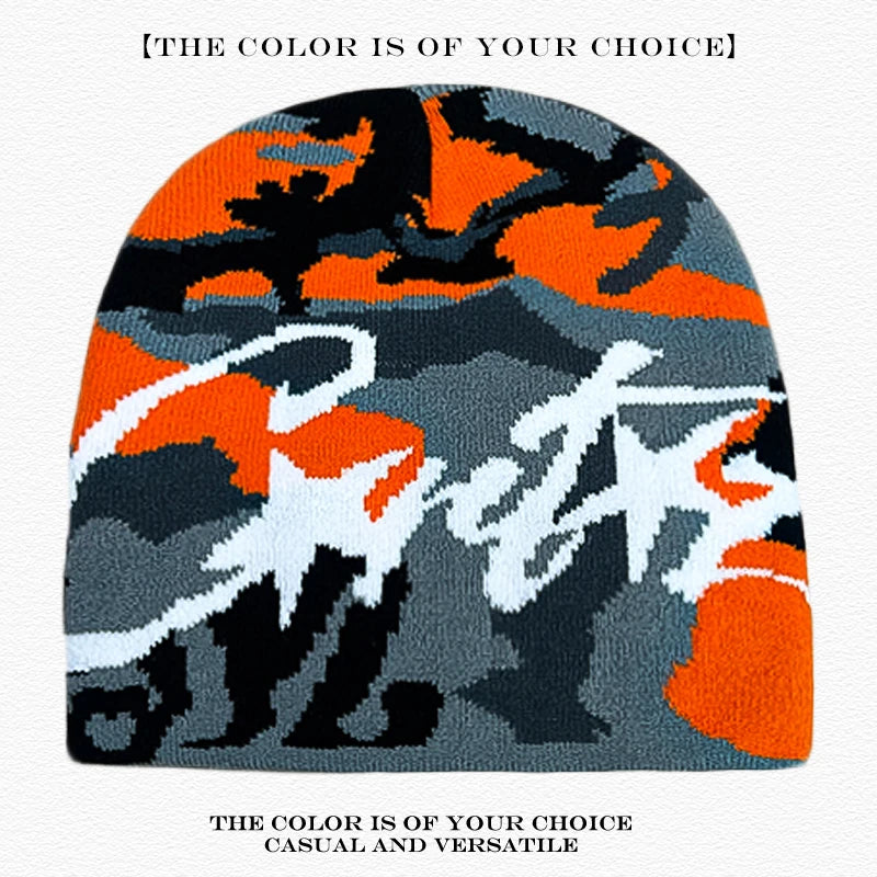 Leopard Print Letter Knit Beanie