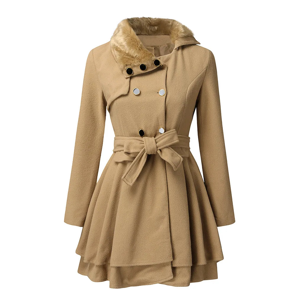 Women Slim Long Tweed Coat
