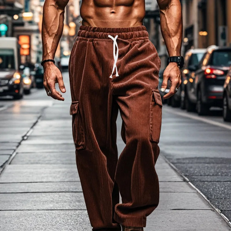 Corduroy straight casual pants