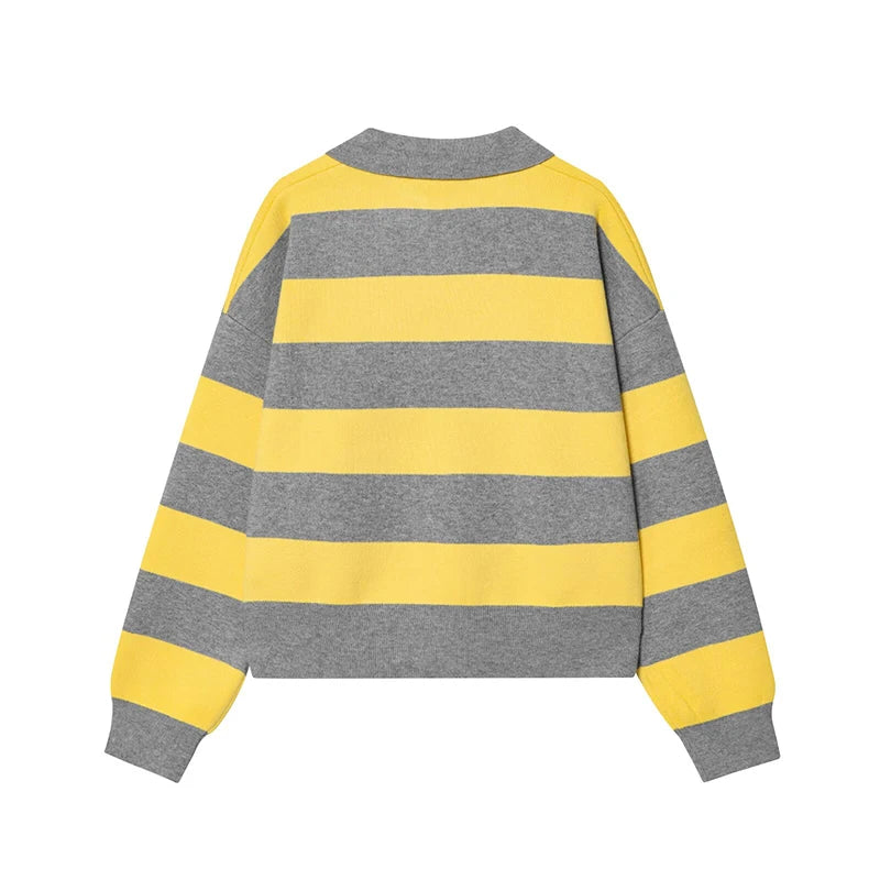 Striped Polo Neck Sweater