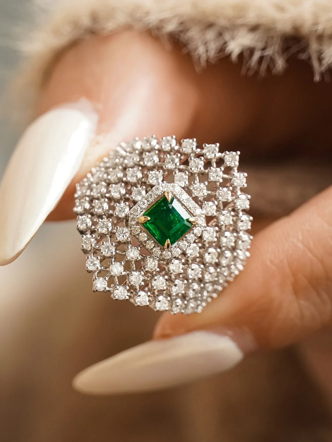 Emerald Geometry Ring